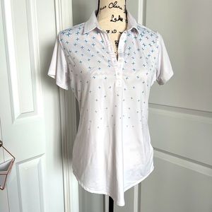 White Adidas Athletic (golf) Polo